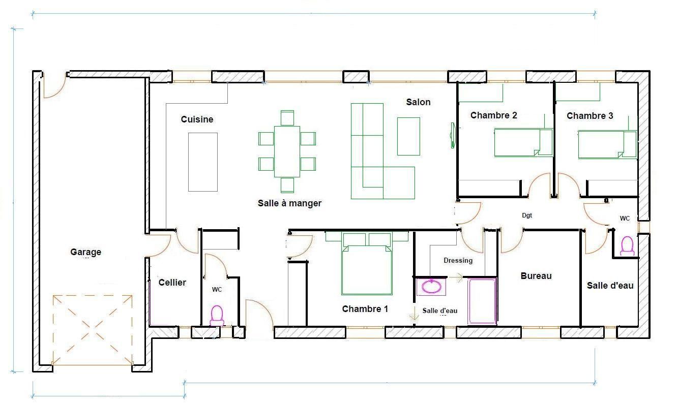 Plan maison 160m2 plain pied