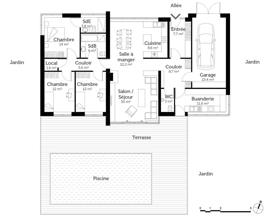 Plan de maison a etage 3 chambres 3d