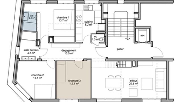 Plan appartement 80m2