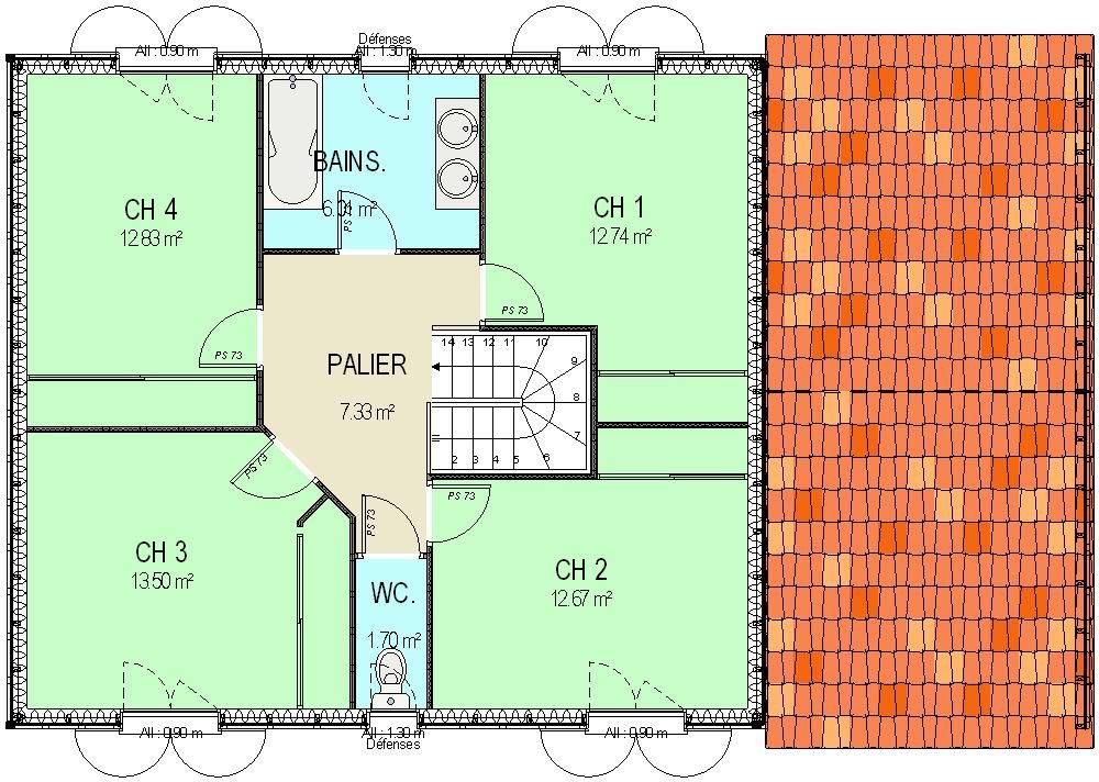 Plan maison en long