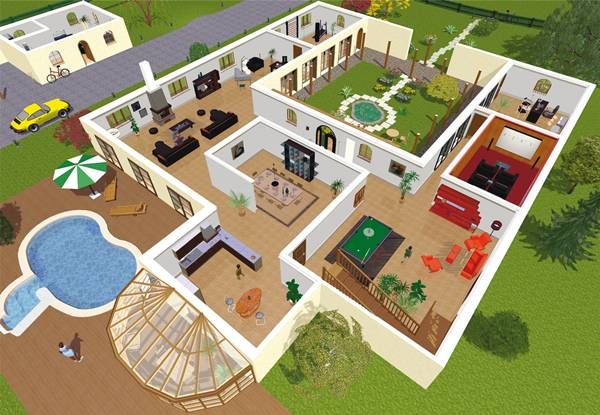 Villa moderne plan 3d
