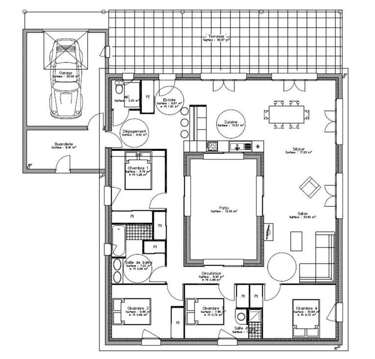 Plan maison 70m2 3 chambres