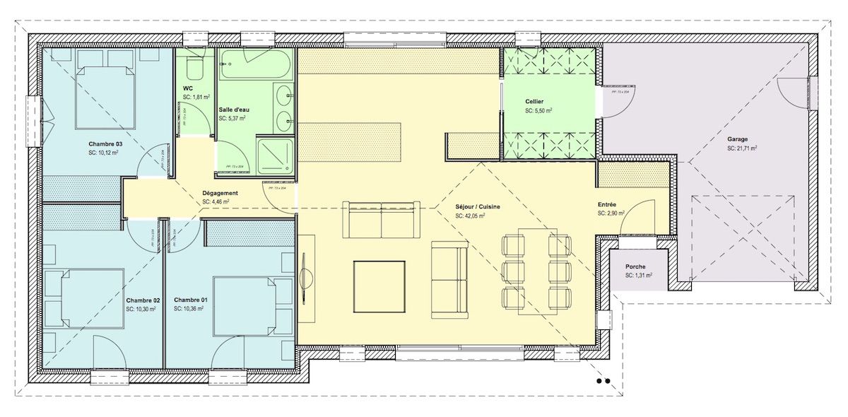 Plan maison 90m2