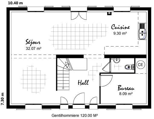 Plan maison 160 m2