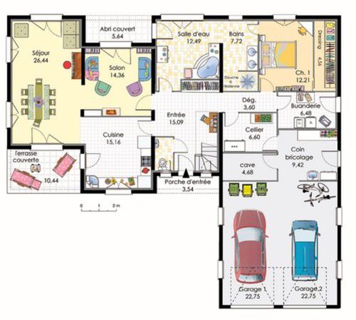 Plan maison moderne 3 chambres