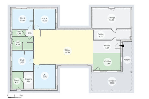 Plan de maison en h