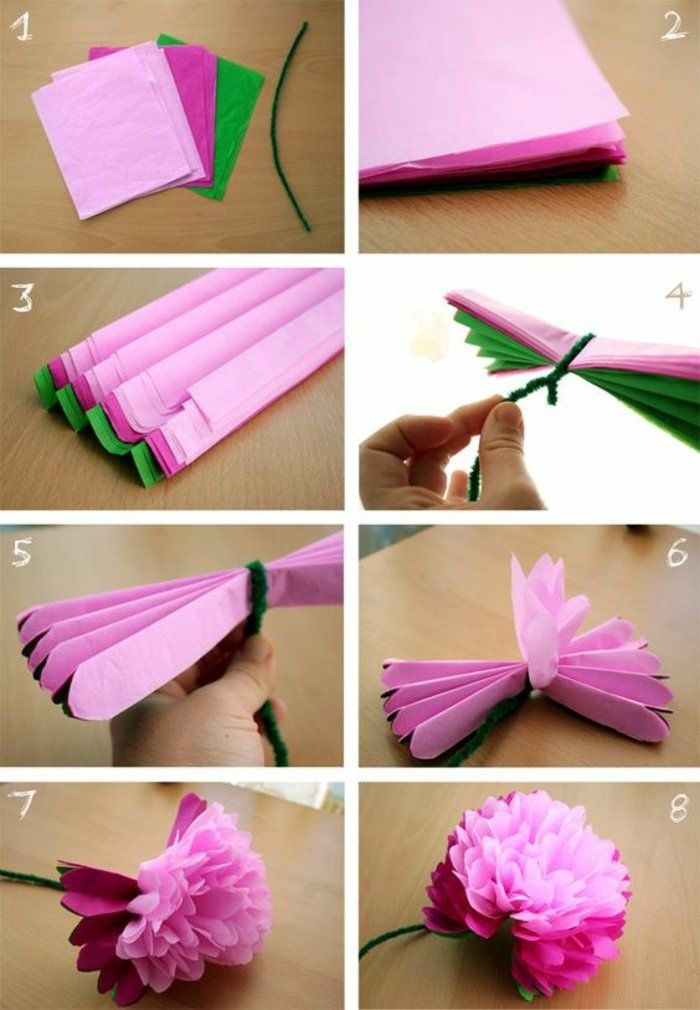 Fleur en papier crepon facile a faire