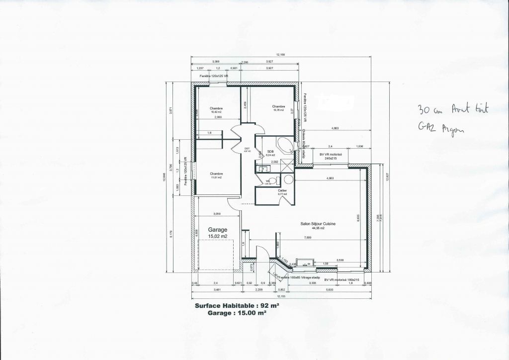 Plan maison facade 12m