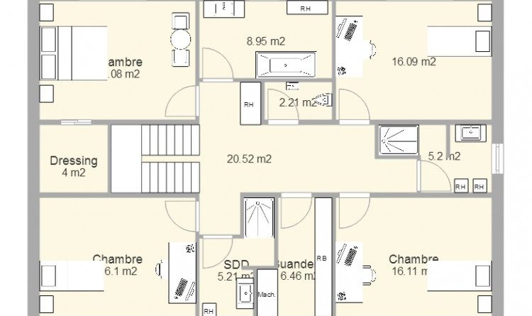 Plan maison etage 130m2