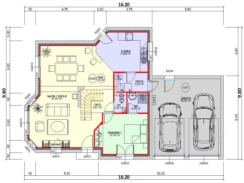 Plan maison avec garage double