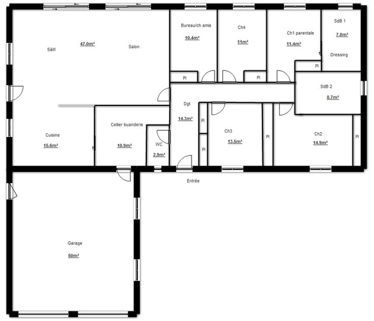 Plan maison avec cote