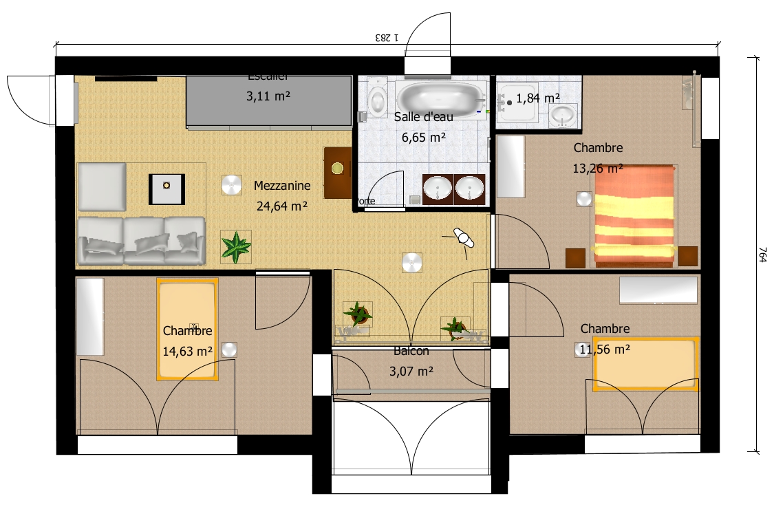 Plan maison bioclimatique etage