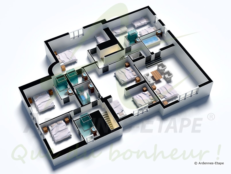 Plan de maison de luxe moderne 3d
