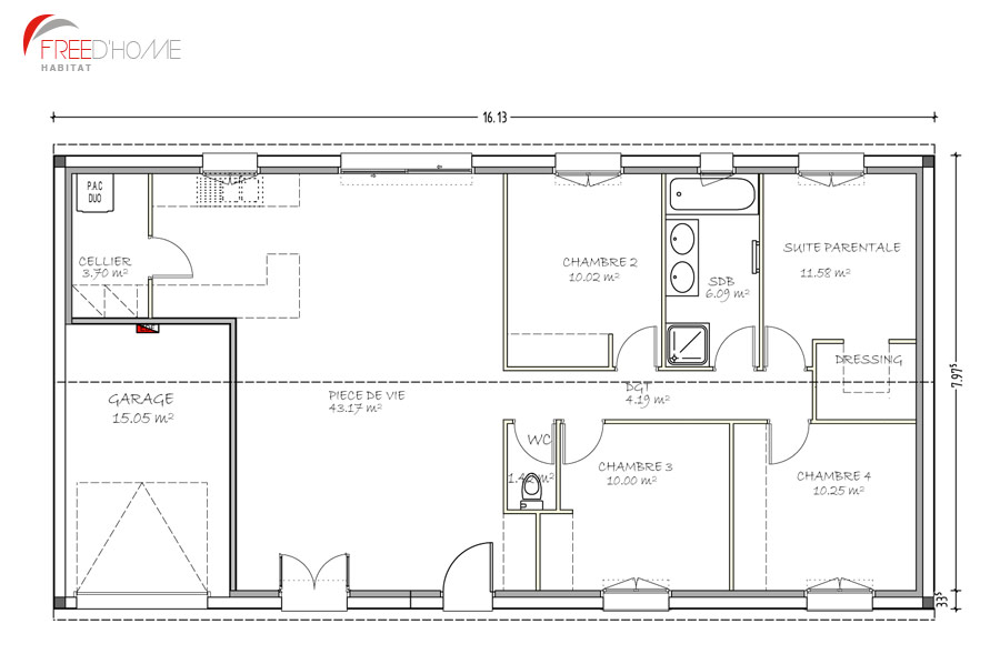 Plan maison 100m2 rectangle