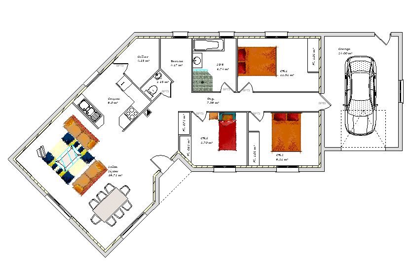 Plan maison angle