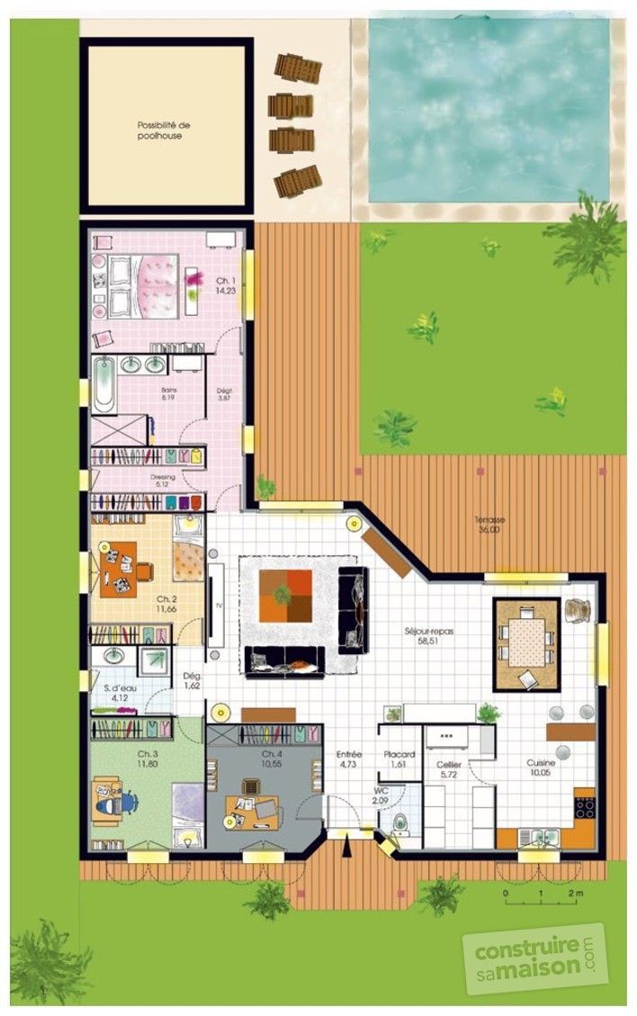 Plan maison luxe moderne
