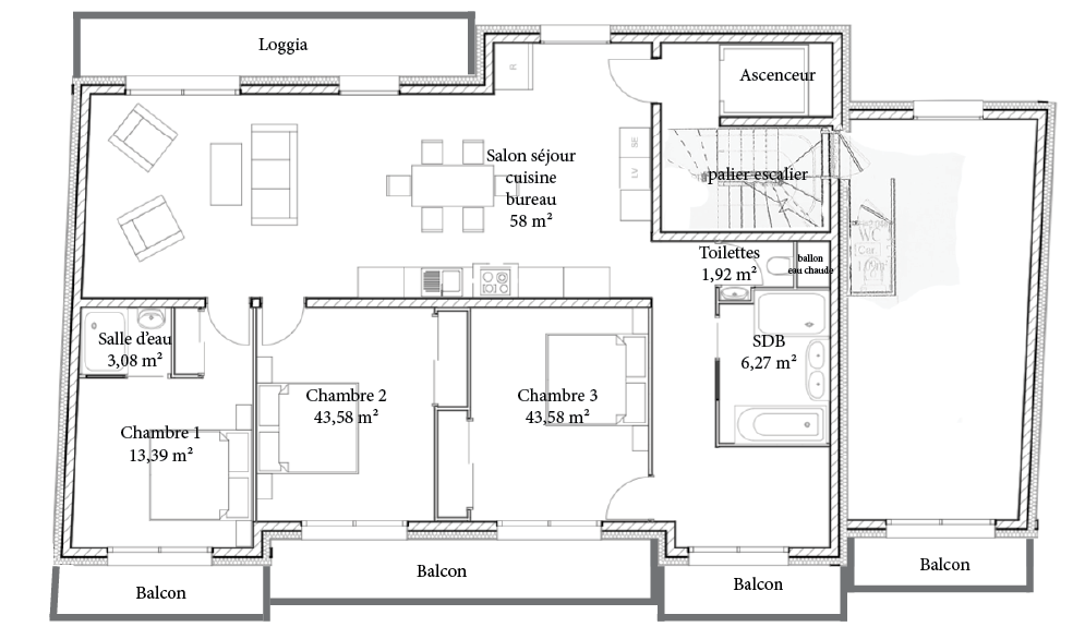 Plan appartement t5