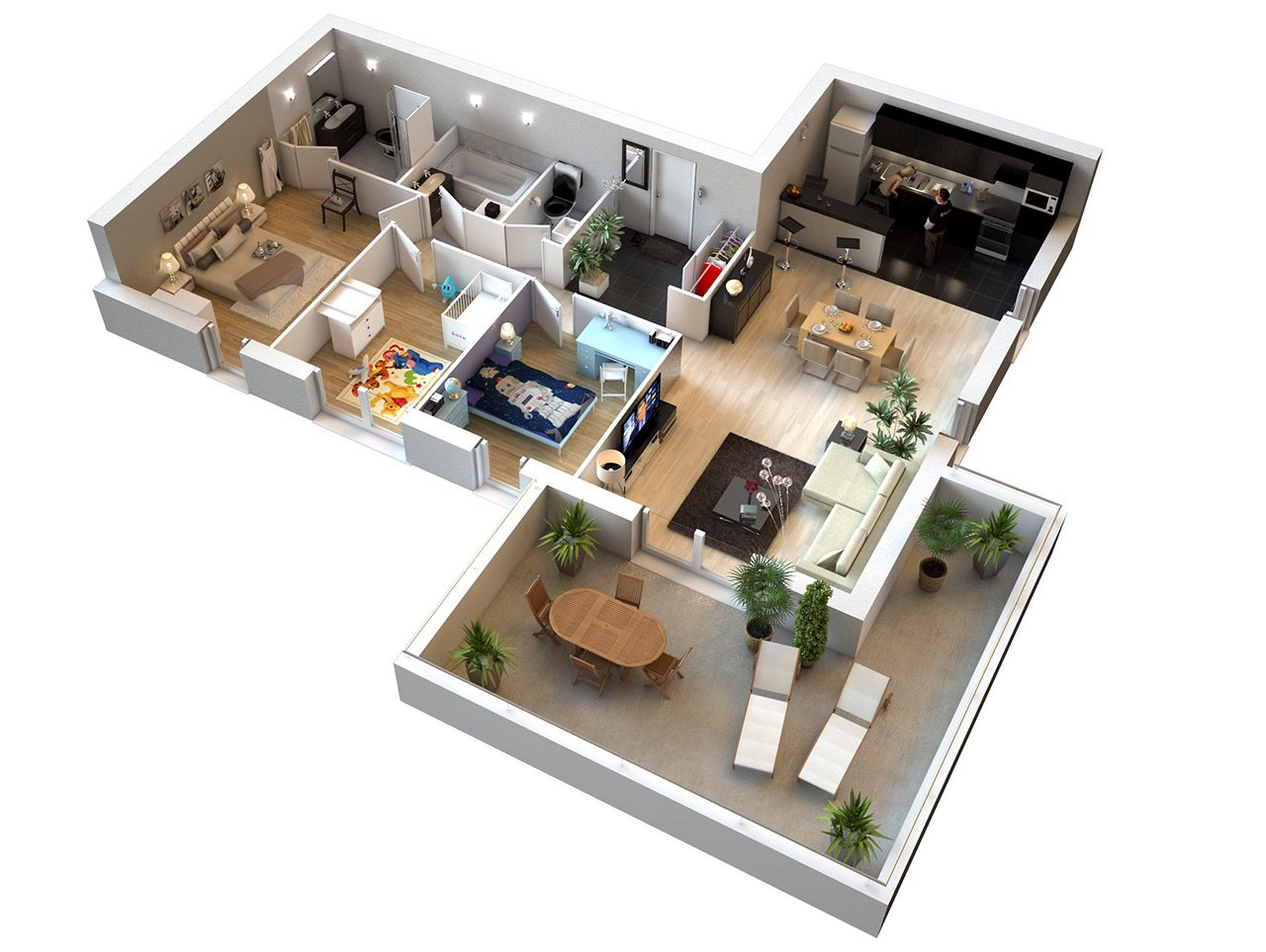 Plan 3d maison 100m2 4 chambres – Bricolage Maison et décoration