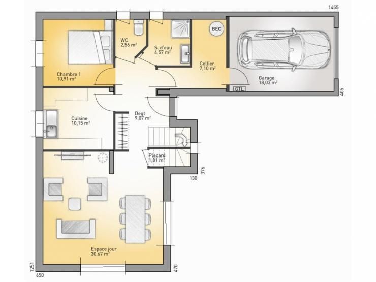 Plan maison 120m2 4 chambres etage