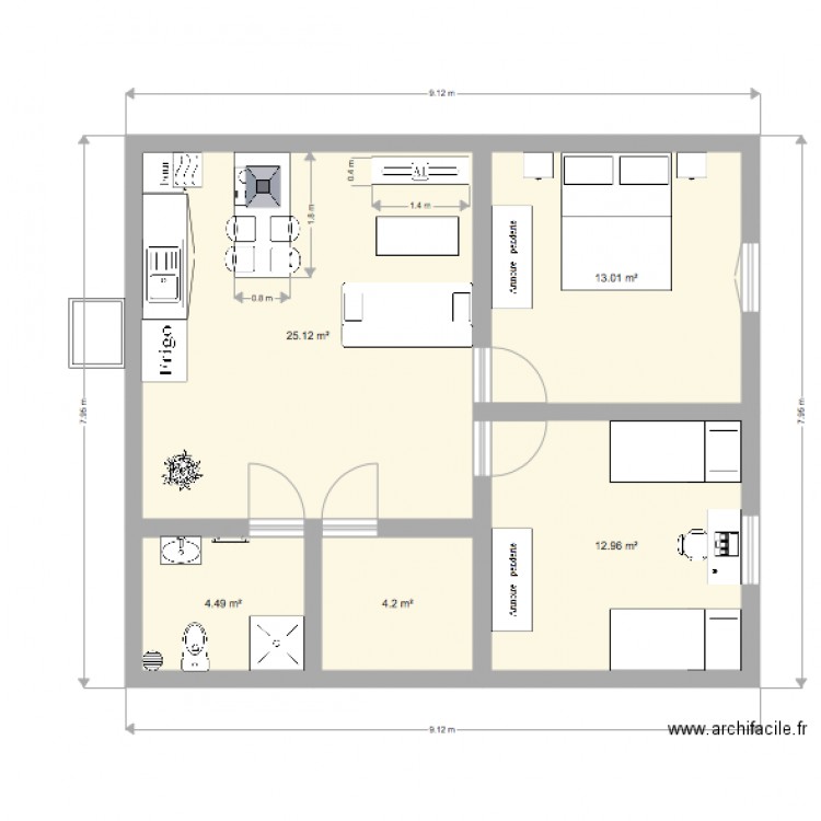 Plan appartement 60 m2
