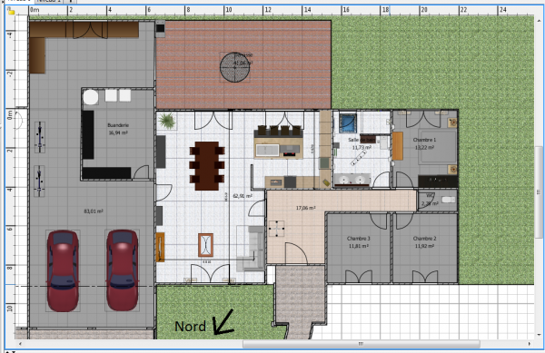 Plan maison plain pied 3 chambres double garage