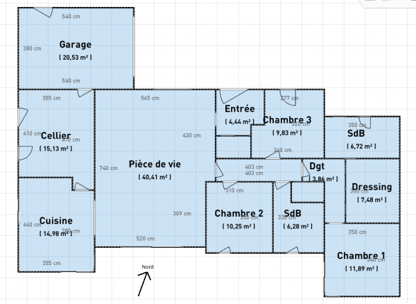 Plan maison plain pied 4 chambres avec suite parentale