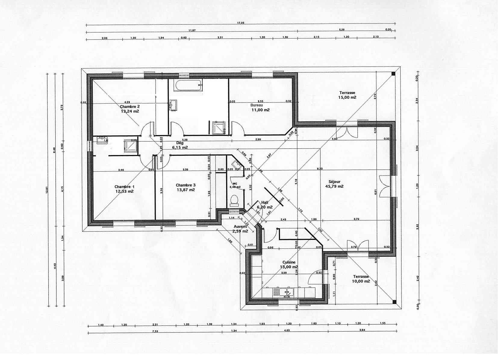 Plan maison etage 140 m2