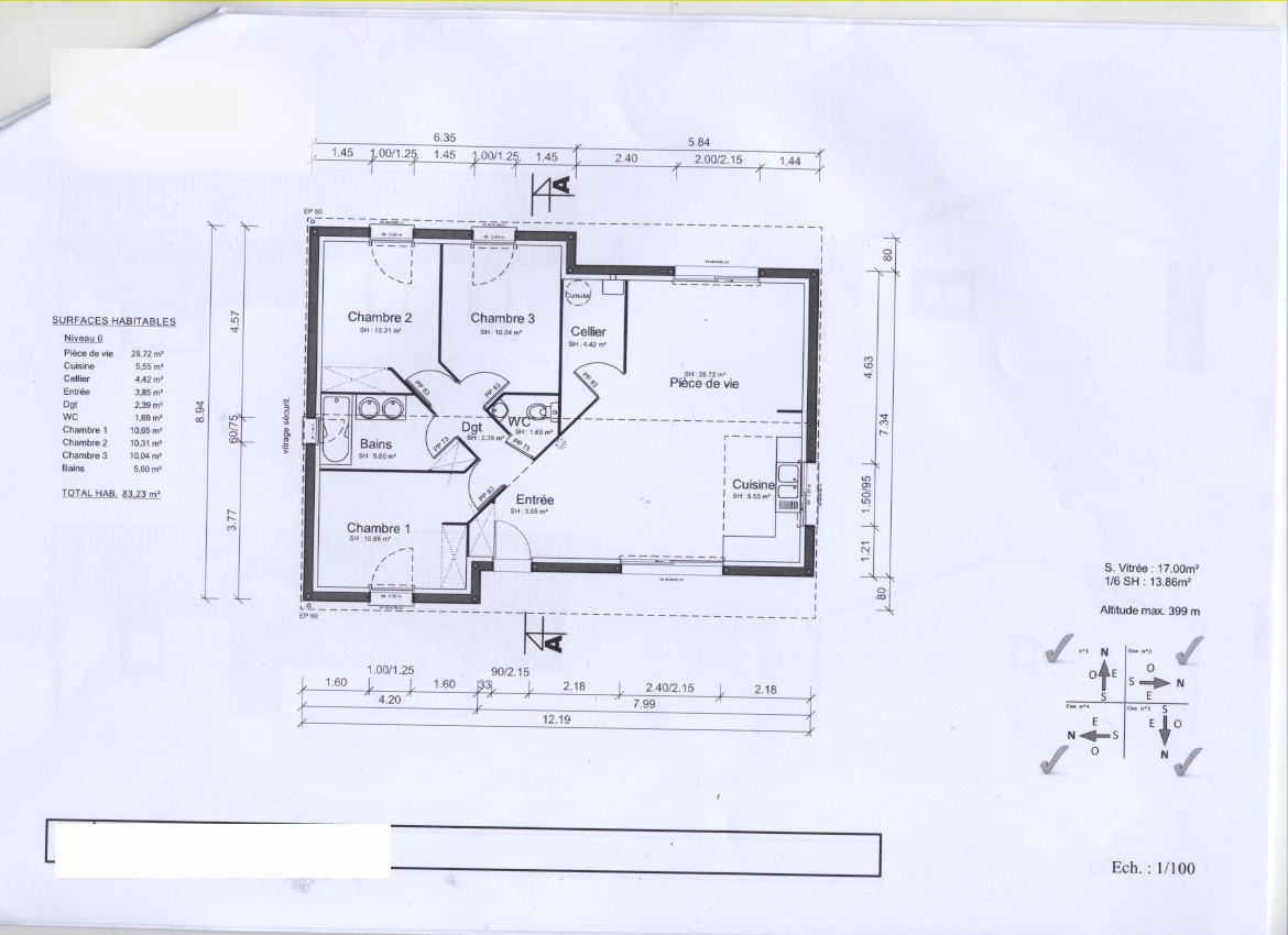 Plan maison 75 m2