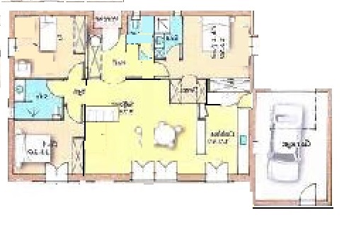 Plan maison plain pied 100m2 3 chambres