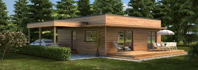 Maison ossature bois toit terrasse