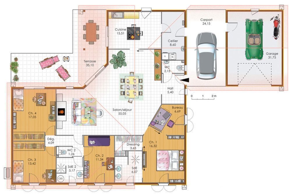 Plan maison 4 chambre