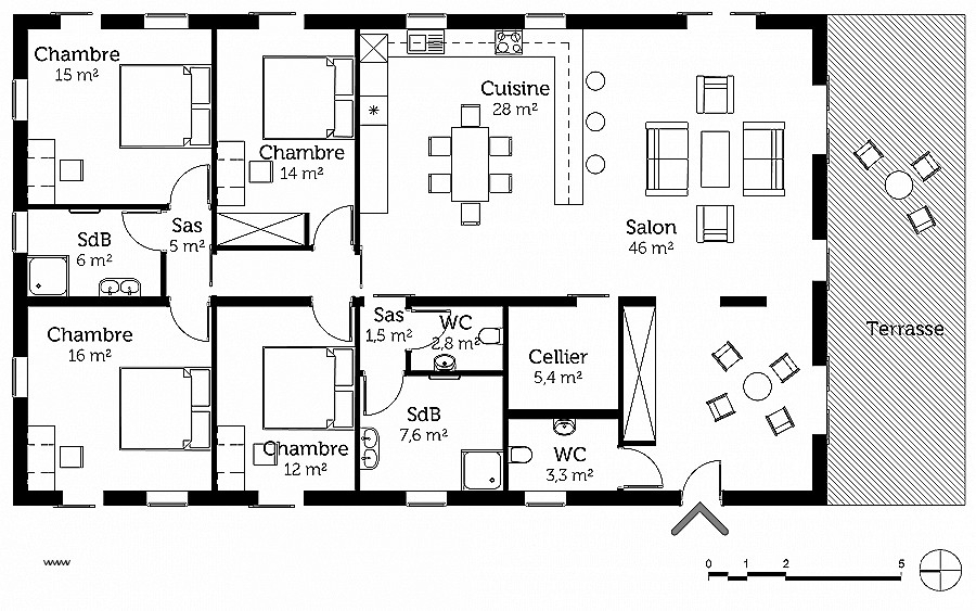Plan maison etage 4 chambres avec suite parentale