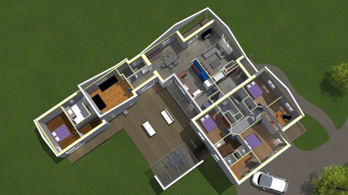 Plan maison moderne 3d 4 chambres
