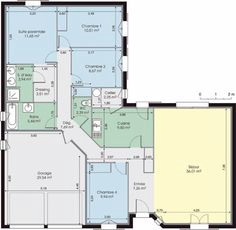 Plan de maison moderne 3 chambres avec piscine