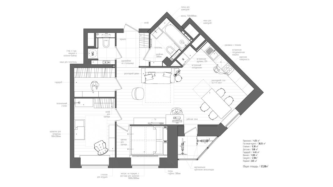 Plan appartement 60m2