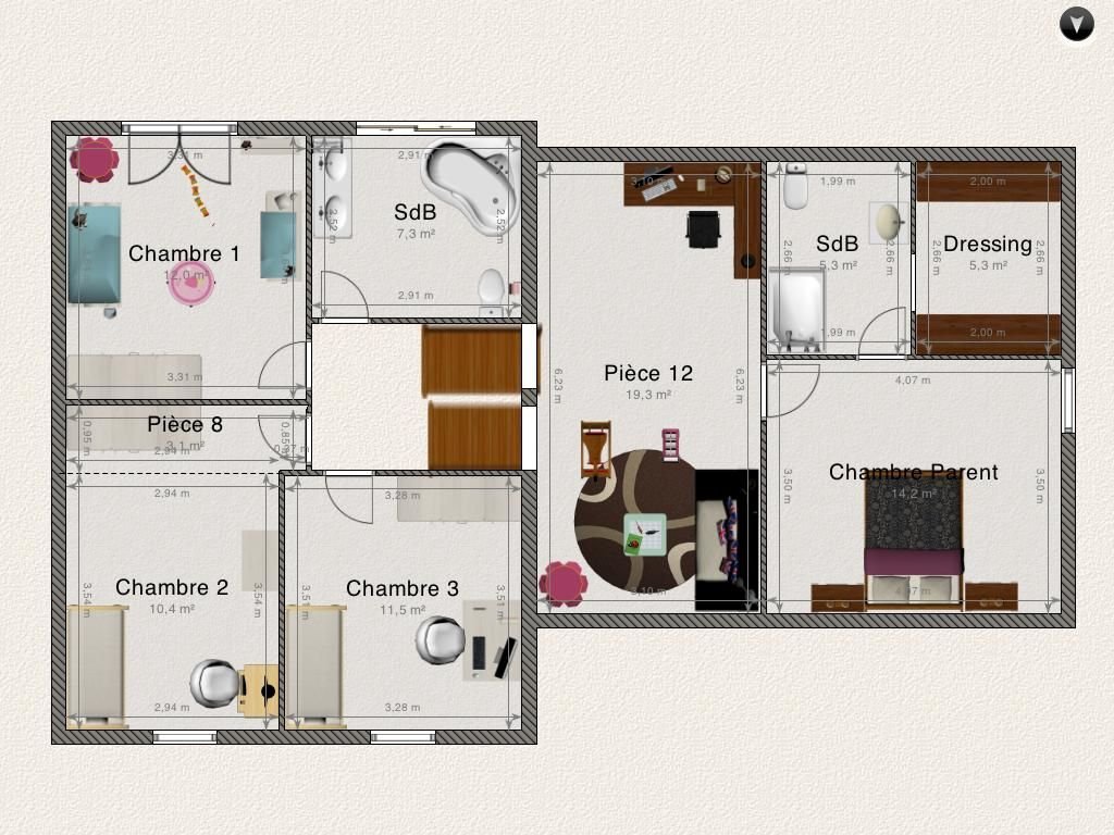 Plan maison demi niveau 4 chambres