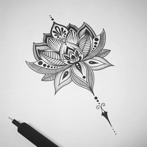 Dessin fleur de lotus tattoo