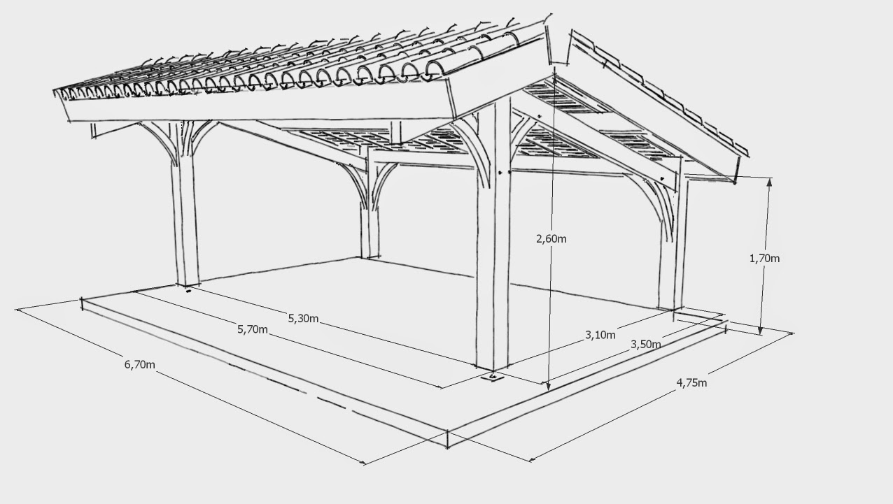 Plan construction carport bois