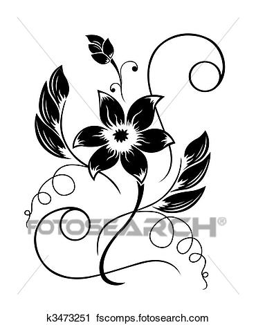 Dessin de fleur en noir et blanc