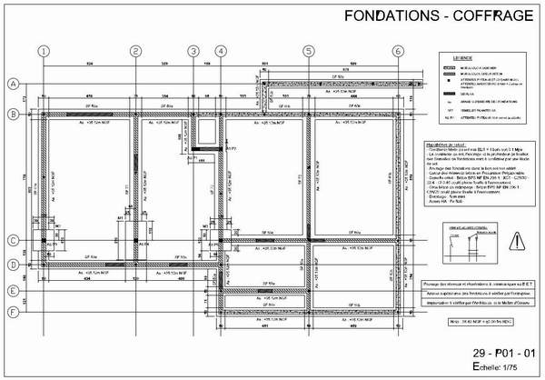 Plan de fondation d'une maison
