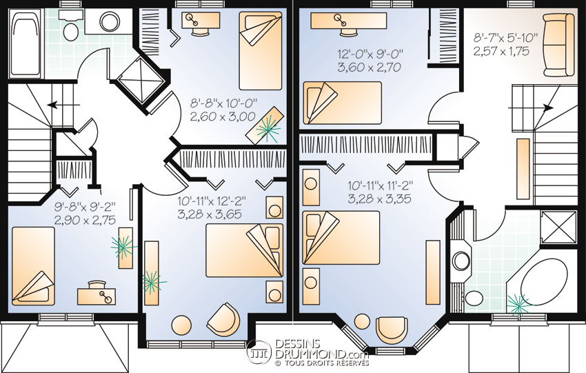 Plan duplex 3 chambres