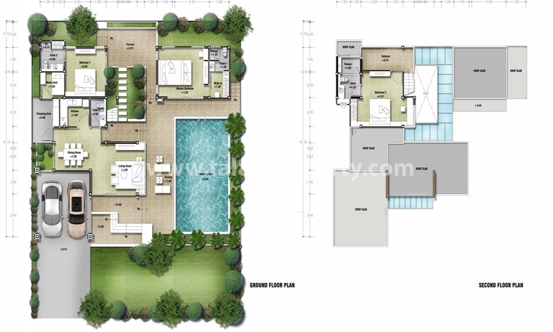 Plan de maison moderne avec piscine