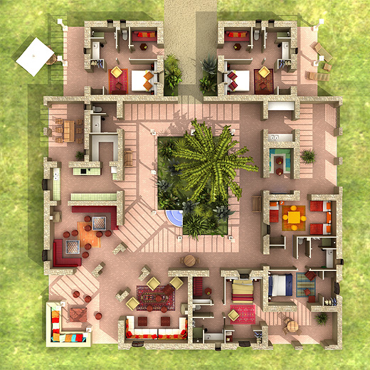 Plan de maison avec patio central