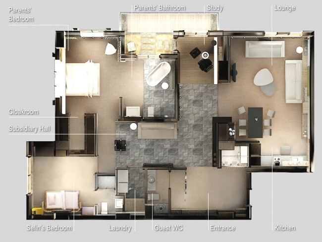 Plan appartement 80m2