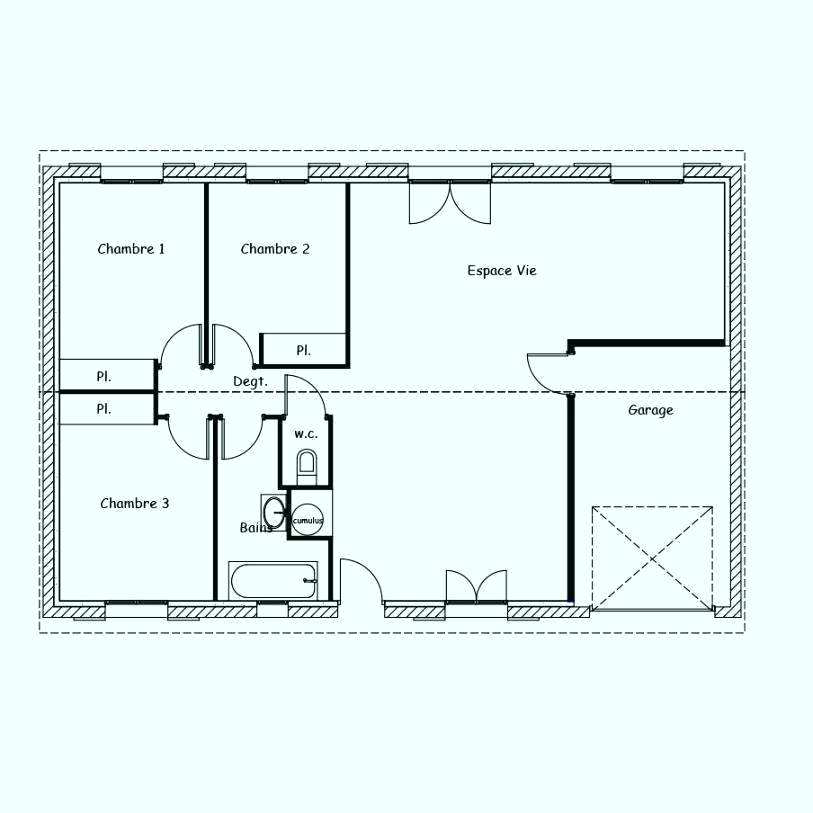 Plan de maison rectangulaire