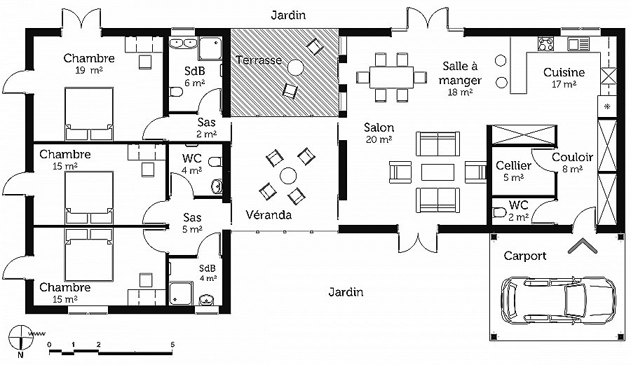 Plan maison 100m2 4 chambres
