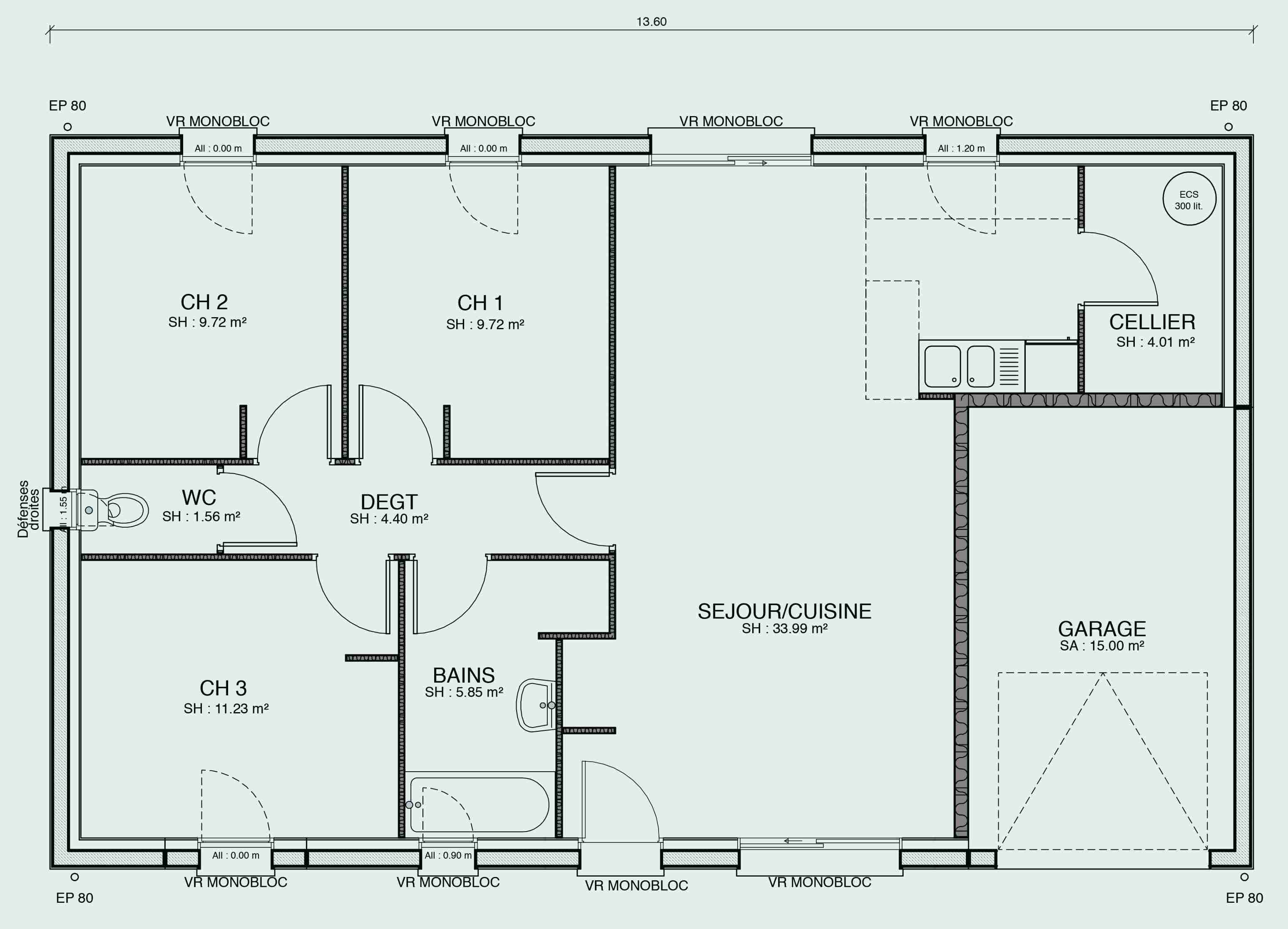 Plan maison 160 m2