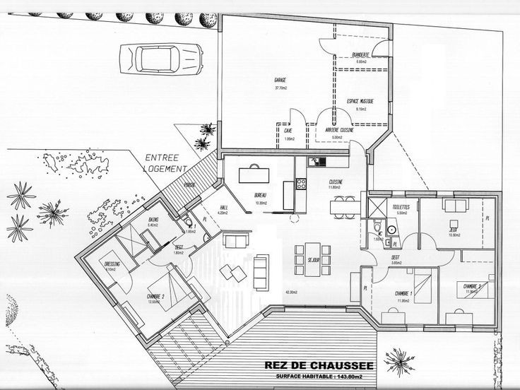 Plan maison 4 chambres plain pied