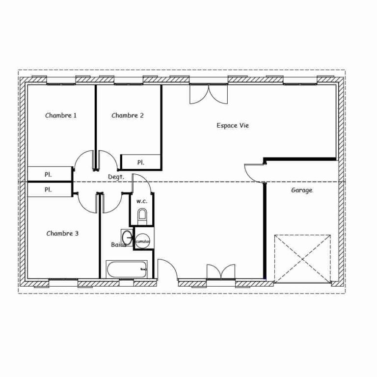 Plan maison rectangulaire 100m2
