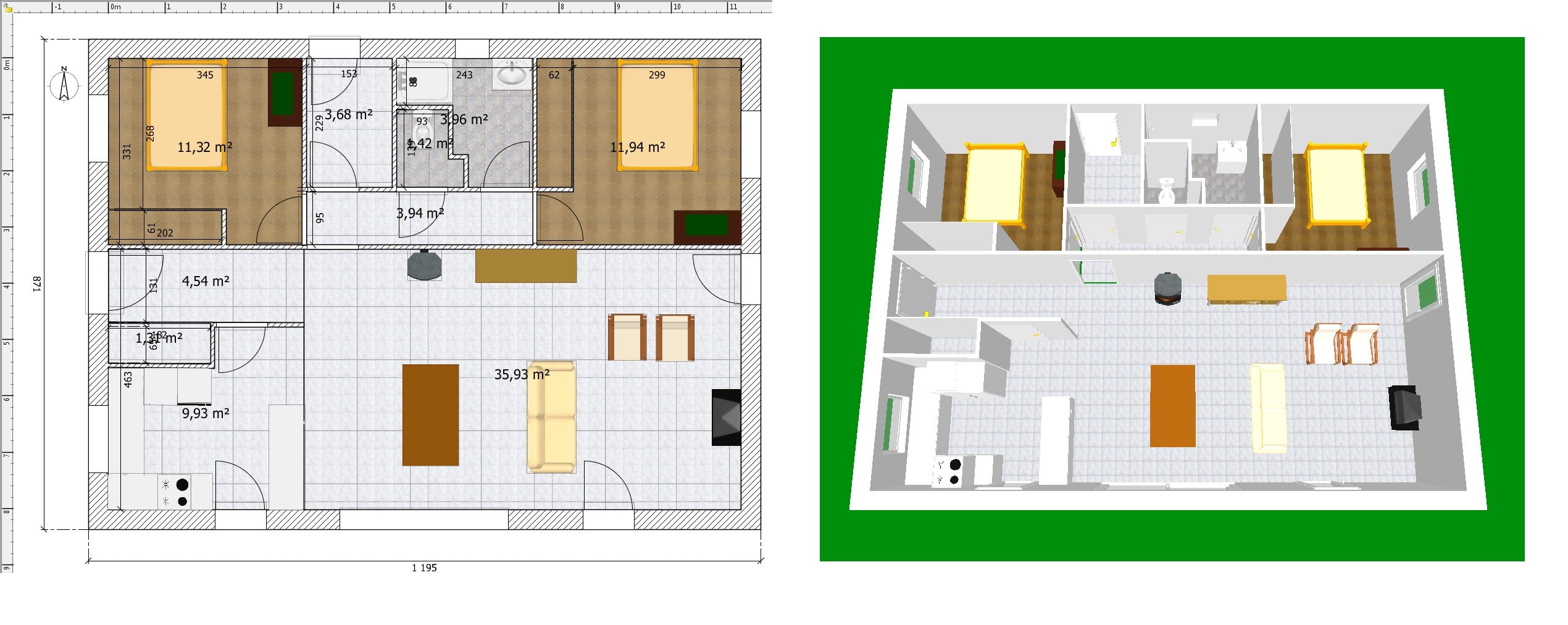Plan petite maison 2 chambres